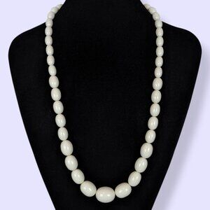 V. Off-White Lucite Graduated Beaded Necklace